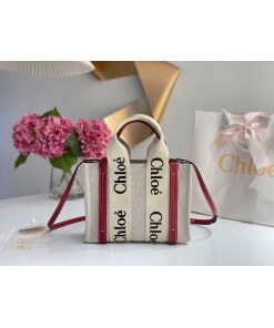 Replica Chloe 385E6690U Small Woody Tote Bag Red