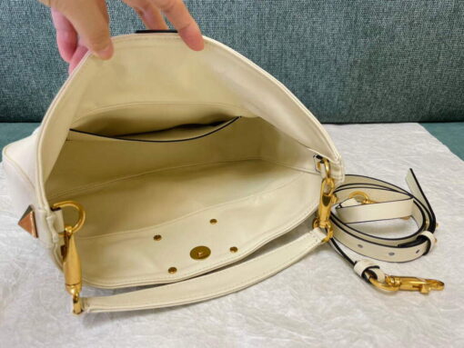 Replica Valentino V0570 Stud Sign Grainy Calfskin Hobo Bag Light Ivory 3