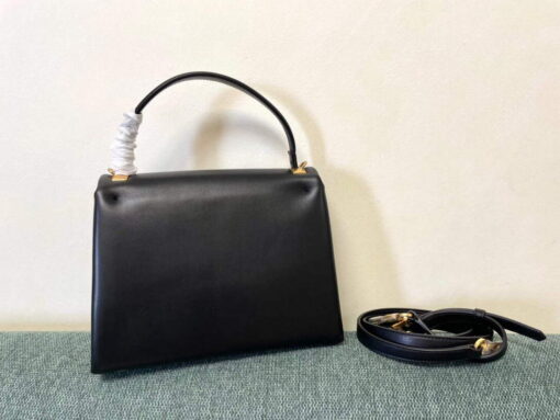 Replica Valentino WB0K58ILK Medium One Stud Grainy Calfskin Handbag Black 6