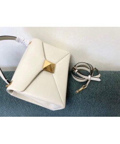 Replica Valentino WB0K58ILK Medium One Stud Grainy Calfskin Handbag Light Ivory