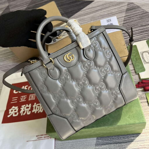 Replica Gucci 728309 GG Matelassé Mini Top Handle Bag Grey 3