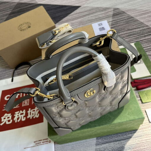 Replica Gucci 728309 GG Matelassé Mini Top Handle Bag Grey 7