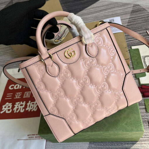 Replica Gucci 728309 GG Matelassé Mini Top Handle Bag Pink 3