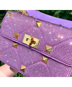 Replica Valentino V0082 Vsling Mini Bag With Sparkling Embroidery Purple