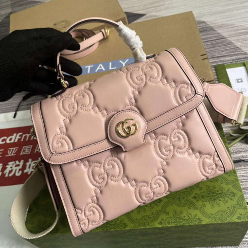 Replica Gucci 736877 GG Matelassé Handbag Pink 3