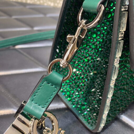 Replica Valentino 1W2B0G97TZA0FO Vsling Mini Handbag With Sparkling Embroidery Green 5