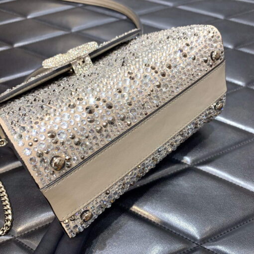 Replica Valentino 1W2B0G97TZA0FO Vsling Mini Handbag With Sparkling Embroidery Pearl Gray 2