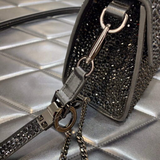 Replica Valentino 1W2B0G97TZA0FO Vsling Mini Handbag With Sparkling Embroidery Black 5