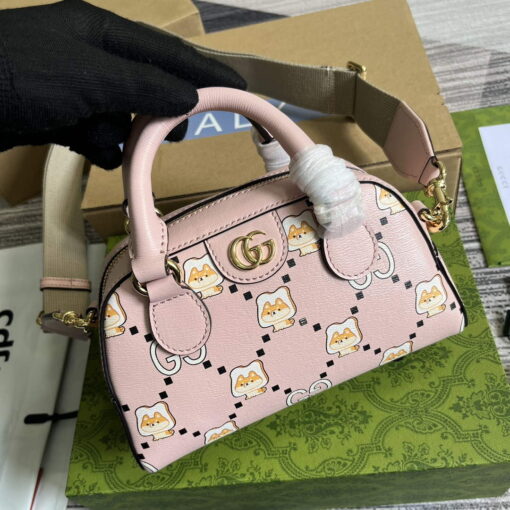 Replica Gucci 724606 Ophidia GG animal print mini bag light pink 5