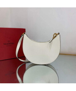 Replica Valentino 1W2P0W19RQR Mini Vlogo Signature Grainy Calfskin Hobo Bag Light Ivory