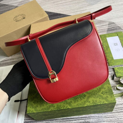 Replica Gucci 740988 Equestrian inspired shoulder bag Blue and red 3