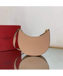 Replica Valentino 1W2P0W19RQR Mini Vlogo Signature Grainy Calfskin Hobo Bag Light Pink