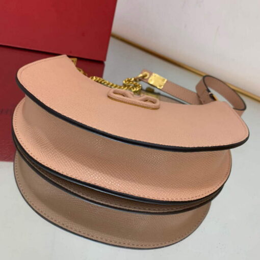 Replica Valentino 1W2P0W19RQR Mini Vlogo Signature Grainy Calfskin Hobo Bag Light Pink 8