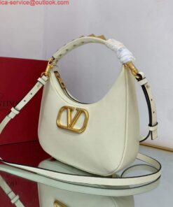 Replica Valentino WB0K69EIM Stud Sign Calfskin Hobo Bag Light Ivory 2