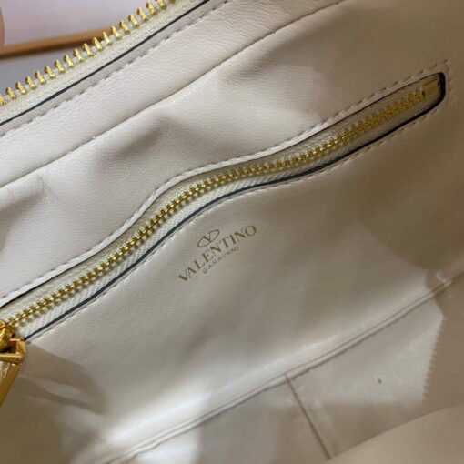 Replica Valentino WB0K69EIM Stud Sign Calfskin Hobo Bag Light Ivory 6