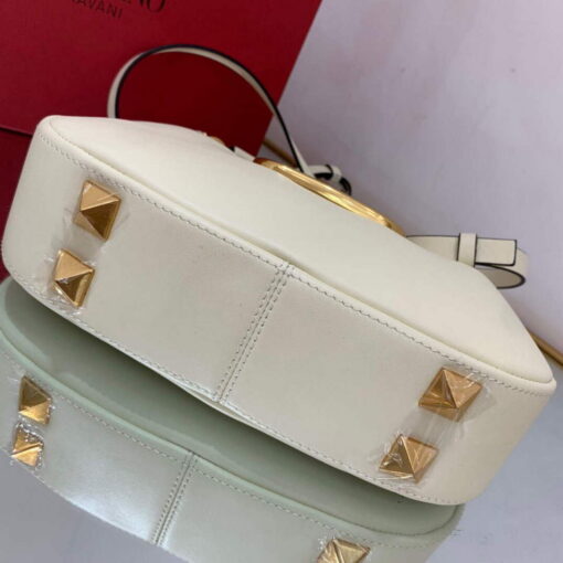 Replica Valentino WB0K69EIM Stud Sign Calfskin Hobo Bag Light Ivory 8