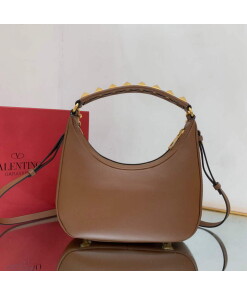 Replica Valentino WB0K69EIM Stud Sign Calfskin Hobo Bag Brown