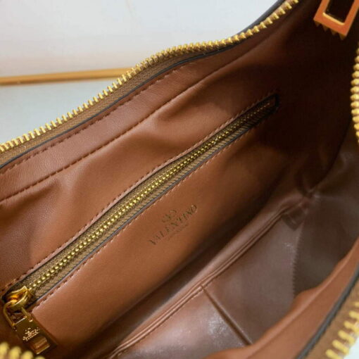 Replica Valentino WB0K69EIM Stud Sign Calfskin Hobo Bag Brown 6