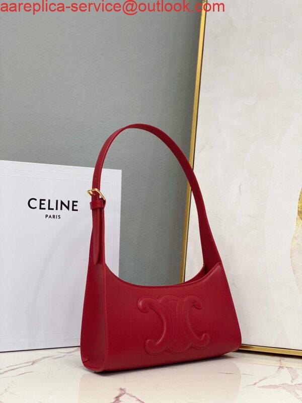 Replica Celine 198153 Shoulder Bag Cuir Triomphe in Smooth Calfskin Red 2