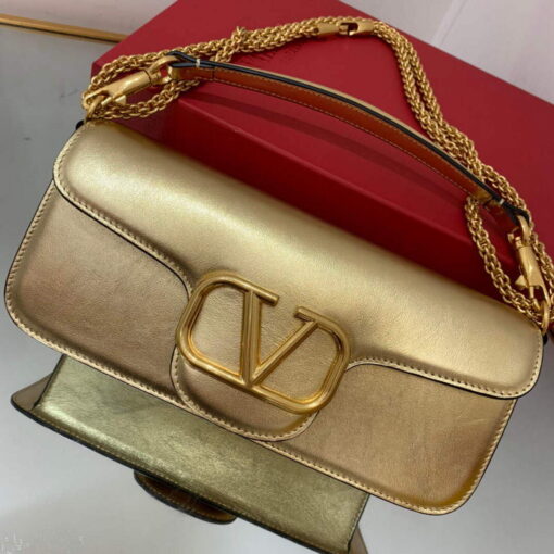 Replica Valentino XW0B0K30 Locò Calfskin Shoulder Bag Gold 4