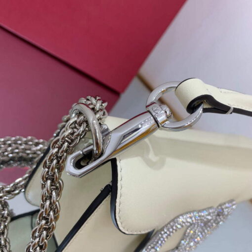 Replica Valentino WB0K53ZXL Star diamond Locò Small Shoulder Bag in Calfskin Light Ivory 7