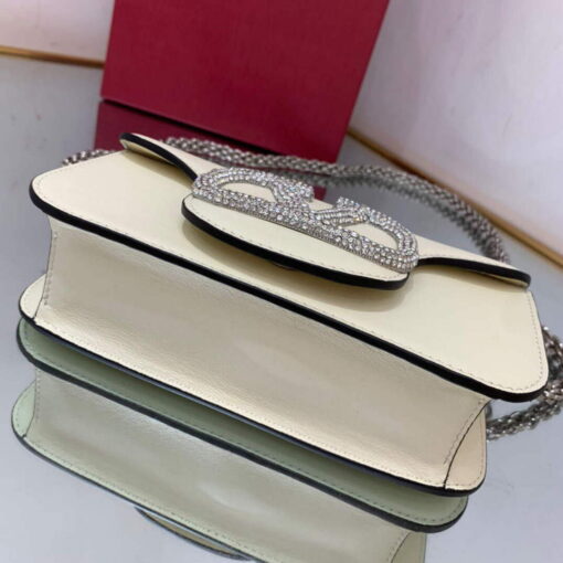 Replica Valentino WB0K53ZXL Star diamond Locò Small Shoulder Bag in Calfskin Light Ivory 8