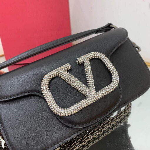 Replica Valentino WB0K53ZXL Star diamond Locò Small Shoulder Bag in Calfskin Black 3