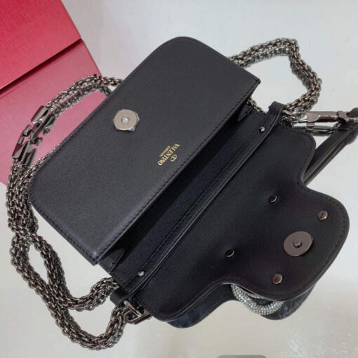 Replica Valentino WB0K53ZXL Star diamond Locò Small Shoulder Bag in Calfskin Black 5