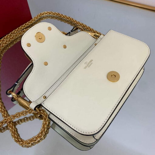 Replica Valentino WB0K53ZXL Locò Small Shoulder Bag in Calfskin Light Ivory red 5