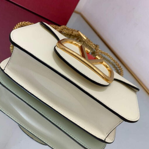 Replica Valentino WB0K53ZXL Locò Small Shoulder Bag in Calfskin Light Ivory red 8