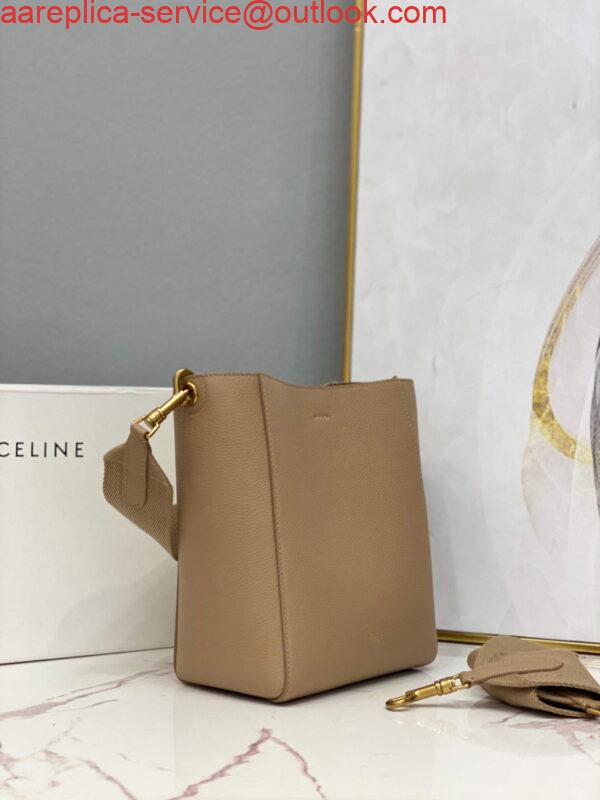 Replica Celine 178303 Sangle Small Bucket Bag in Soft Grained Calfskin Apricot 2