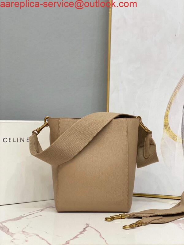 Replica Celine 178303 Sangle Small Bucket Bag in Soft Grained Calfskin Apricot 3