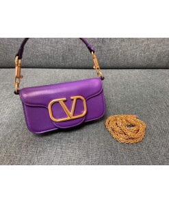 Replica Valentino WB0K53ZXL Locò Small Shoulder Bag in Calfskin Purple