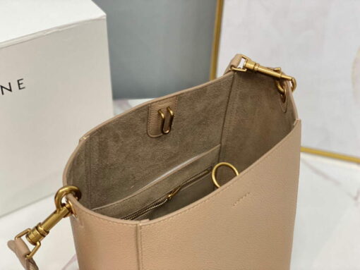 Replica Celine 178303 Sangle Small Bucket Bag in Soft Grained Calfskin Apricot 8