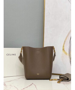 Replica Celine 178303 Sangle Small Bucket Bag in Soft Grained Calfskin Brown