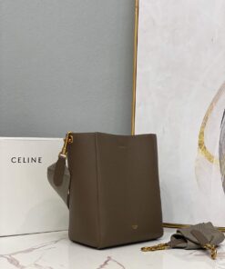 Replica Celine 178303 Sangle Small Bucket Bag in Soft Grained Calfskin Brown 2