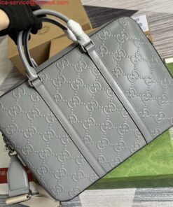 Replica Gucci 658573 Men's GG embossed briefcase Bag Gray 2