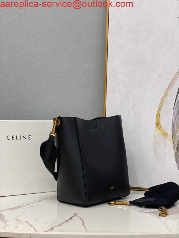 Replica Celine 178303 Sangle Small Bucket Bag in Soft Grained Calfskin Black 2