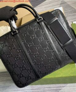 Replica Gucci 658573 Men's GG embossed briefcase Bag Black 2