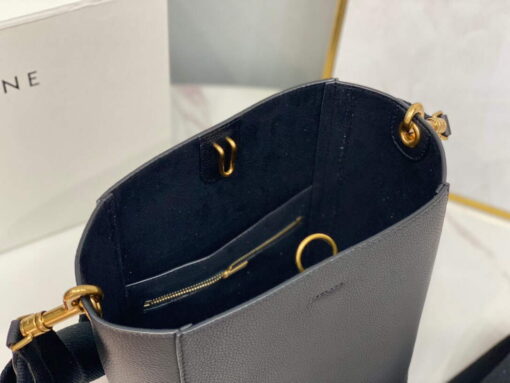 Replica Celine 178303 Sangle Small Bucket Bag in Soft Grained Calfskin Black 8