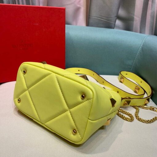 Replica Valentino 0097S Small Roman Stud The Handle Bag In Nappa Yellow 4