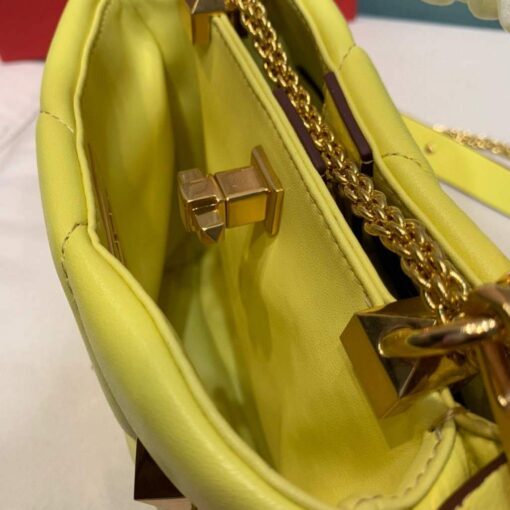 Replica Valentino 0097S Small Roman Stud The Handle Bag In Nappa Yellow 6