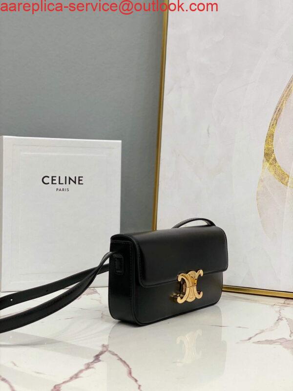 Replica Celine 194143 Triomphe Shoulder Bag in Natural Calfskin Black 2