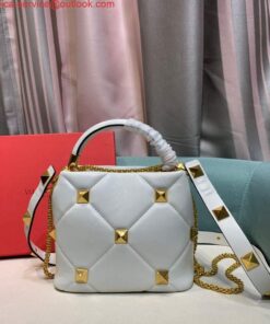 Replica Valentino 0097S Small Roman Stud The Handle Bag In Nappa White 2