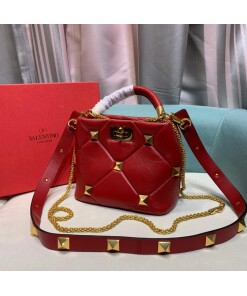 Replica Valentino 0097S Small Roman Stud The Handle Bag In Nappa Red