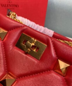 Replica Valentino 0097S Small Roman Stud The Handle Bag In Nappa Red 2