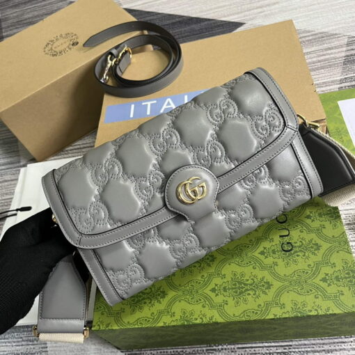 Replica Gucci 724529 GG Matelassé Small Bag Light grey 3