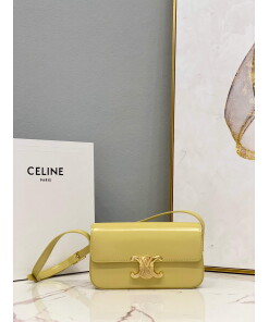 Replica Celine 194143 Triomphe Shoulder Bag in Natural Calfskin Light Yellow