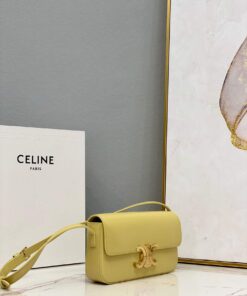 Replica Celine 194143 Triomphe Shoulder Bag in Natural Calfskin Light Yellow 2