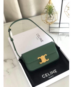 Replica Celine 194143 Triomphe Shoulder Bag in Natural Calfskin Green